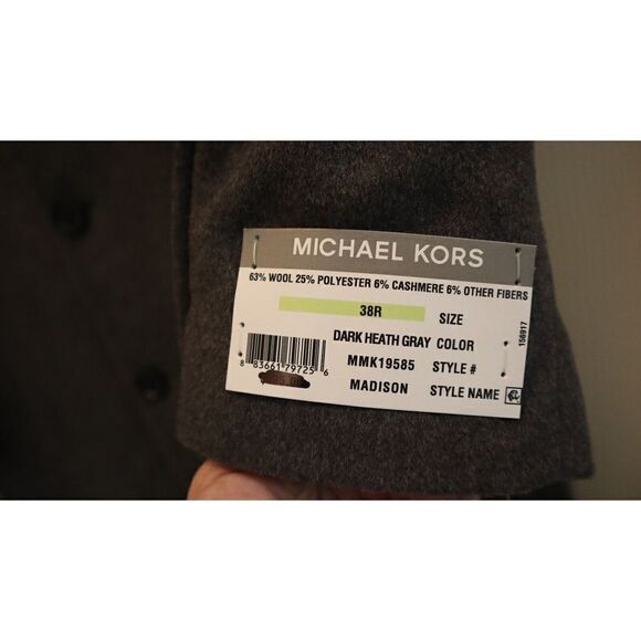 Michael Kors Men Sz 38R Dark Heather Gray Madison Wool Blend Modern-Fit Overcoat - Picture 4 of 7